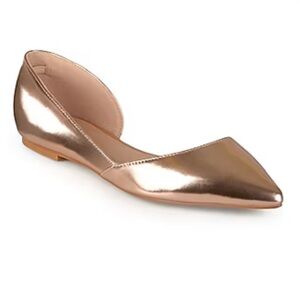 Journee Womens Cortni WD Slip On Pointed Toe D'Orsay Flats shoes Rose Gold 10